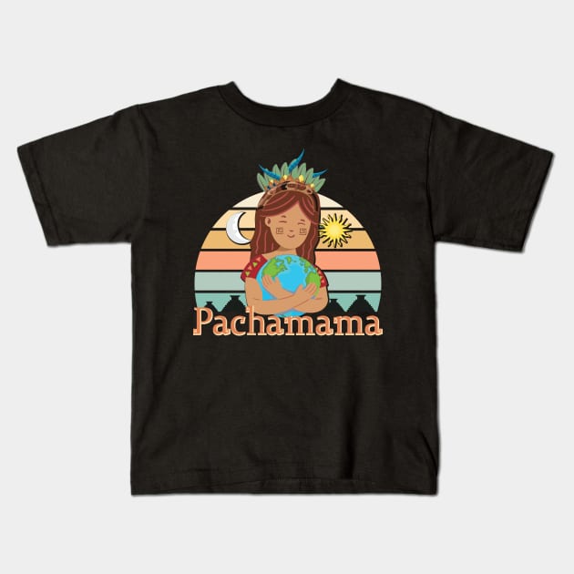 Pachamama Earth Mother Incan God Spiritual Environmentalist Kids T-Shirt by alltheprints